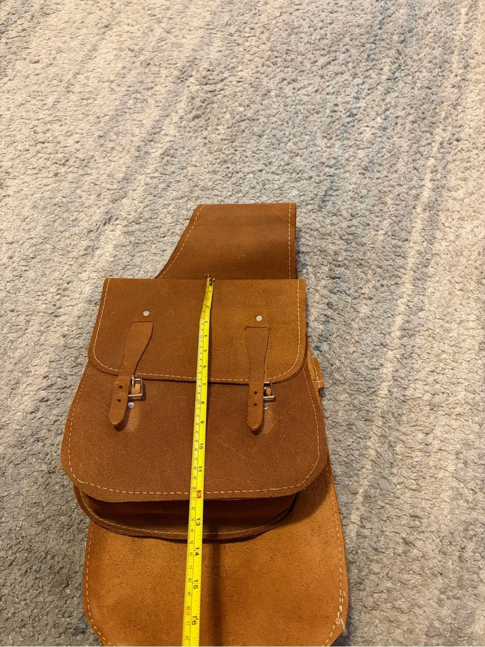 Genuine Suede Leather Horse Saddle Bags Western Equestrian Trail Riding Pack